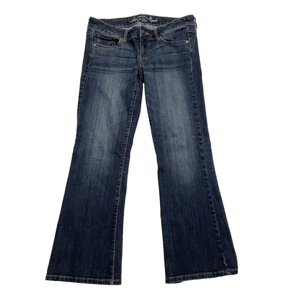 American Eagle Jeans Size 10 34" Short Blue Favorite Boyfriend Relaxed Wide Leg